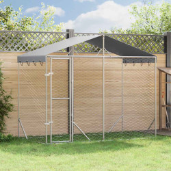 Canil de exterior com teto 3x1,5x2,5 m aço galvanizado prateado