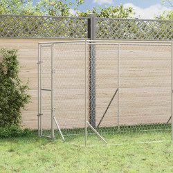 Canil de exterior 2x10x2 m aço galvanizado prateado