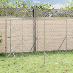 Canil de exterior 4x16x2 m aço galvanizado prateado