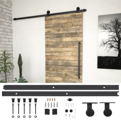 Kit de ferragens para porta deslizante skien 200 cm aço preto