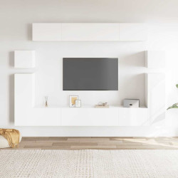 Conjunto móveis de TV 8 pcs derivados de madeira branco