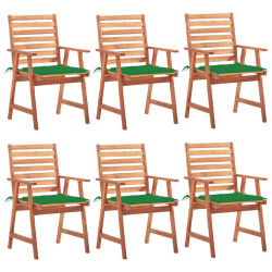 Cadeiras de jantar p/ jardim 6 pcs c/ almofadões acácia maciça