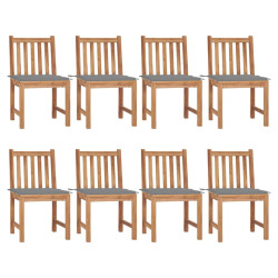 Cadeiras de jardim 8 pcs c/ almofadões madeira de teca maciça