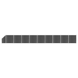 Conjunto de painel de vedação wpc 1657x(105-186) cm preto