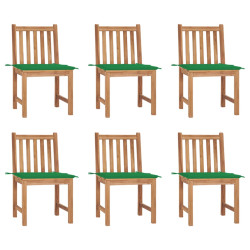Cadeiras de jardim 6 pcs c/ almofadões madeira de teca maciça