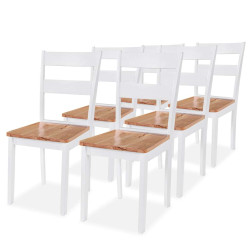Cadeiras de jantar 6 pcs seringueira maciça branco