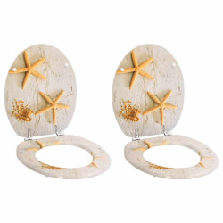Assentos de sanita com tampas 2 pcs MDF estrela-do-mar