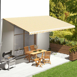 Tecido de substituição para toldo amarelo e branco 600x350 cm poliéster