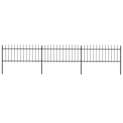 Cerca de jardim com topo em forma de lança em aço 504x80 cm, preta