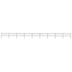 Cerca de jardim com topo em forma de lança em aço 1506x80 cm, preta