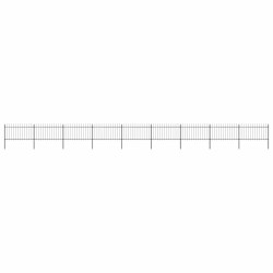 Cerca de jardim com topo em forma de lança em aço 1506x100 cm, preta