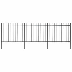 Cerca de jardim com topo em forma de lança em aço 504x150 cm, preta