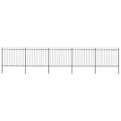 Cerca de jardim com topo em forma de lança em aço 838x150 cm, preta
