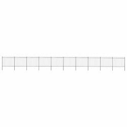Cerca de jardim com topo em forma de lança em aço 1673x150 cm, preta