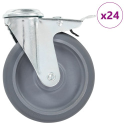 24 Pcs rodas giratórias com orifício para parafuso 125 mm