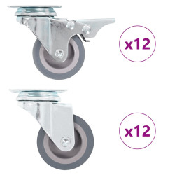 24 Pcs rodas giratórias 50 mm