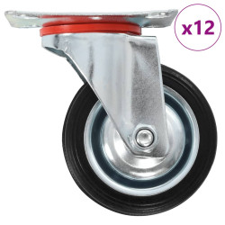 12 Pcs rodas giratórias 75 mm