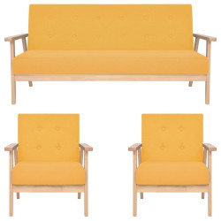 3 Pcs conjunto de sofás tecido amarelo