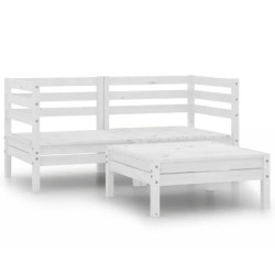 3 Pcs conjunto lounge de jardim pinho maciço branco