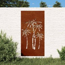 Decoração p/ muro de jardim 105x55cm aço corten design palmeira