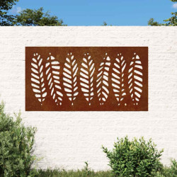Decoração p/ muro de jardim 105x55 cm aço corten design folhas
