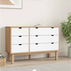 Armário de gavetas otta pinho maciço castanho/branco