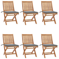 Cadeiras de jardim dobráveis c/ almofadões 6 pcs teca maciça