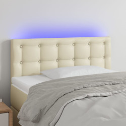 Cabeceira de cama c/ LED 90x5x78/88 cm couro artificial creme