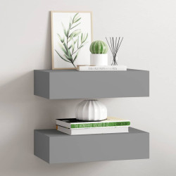 Prateleiras de parede com gavetas 2 pcs MDF 40x23,5x10 cm cinza
