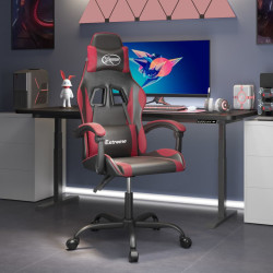 Cadeira gaming giratória couro artificial preto/vermelho tinto