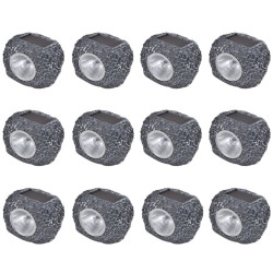 Holofote de exterior c/ leds energia solar 12 pcs forma de pedra