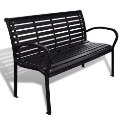 Banco de jardim 125 cm aço e wpc preto