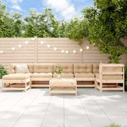 8 Pcs conjunto lounge de jardim pinho maciço