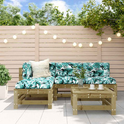 5 Pcs conjunto lounge de jardim madeira de pinho impregnada