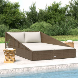 Espreguiçadeira de jardim 110x200 cm vime PE castanho