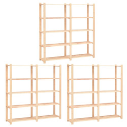 3 Unidades arrumação 5 prateleiras 170x38x170cm pinho 500 kg