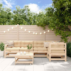 6 Pcs conjunto lounge de jardim pinho maciço