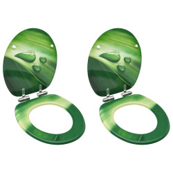 Assentos sanita tampas fecho suave 2 pcs MDF design gotas água