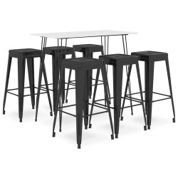 7 Pcs conjunto de bar branco e preto