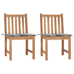 Cadeiras de jardim c/ almofadões 2 pcs madeira de teca maciça