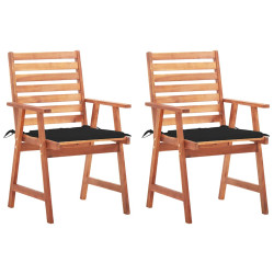 Cadeiras de jantar p/ jardim 2 pcs c/ almofadões acácia maciça