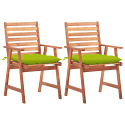 Cadeiras de jantar p/ jardim 2 pcs c/ almofadões acácia maciça
