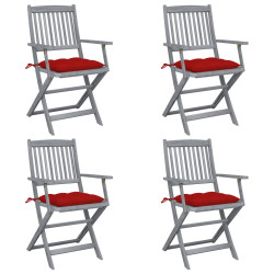 Cadeiras exterior dobráveis c/ almofadões 4 pcs acácia maciça