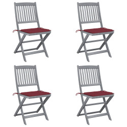 Cadeiras exterior dobráveis c/ almofadões 4 pcs acácia maciça