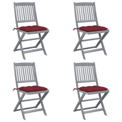 Cadeiras exterior dobráveis c/ almofadões 4 pcs acácia maciça
