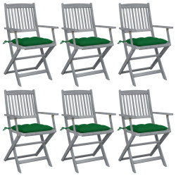 Cadeiras exterior dobráveis c/ almofadões 6 pcs acácia maciça