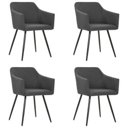 Cadeiras de jantar 4 pcs tecido cinzento-escuro