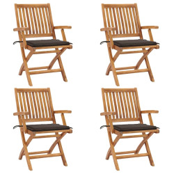 Cadeiras de jardim dobráveis c/ almofadões 4 pcs teca maciça