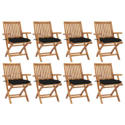 Cadeiras de jardim dobráveis c/ almofadões 8 pcs teca maciça