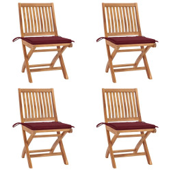 Cadeiras de jardim dobráveis c/ almofadões 4 pcs teca maciça